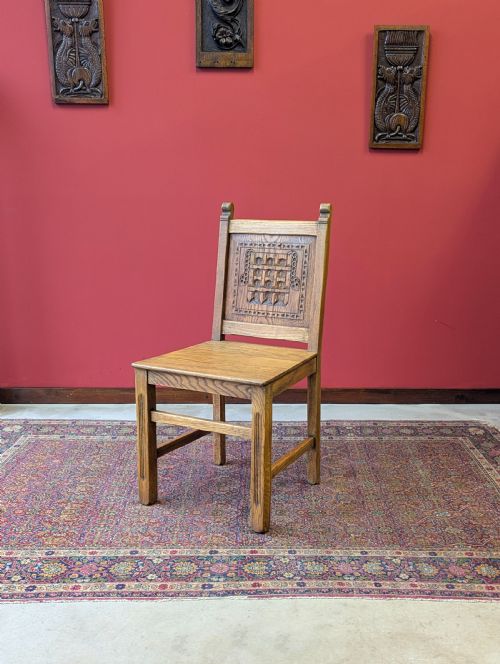 1930’S Oak Carved Portcullis / Westminster Side Chair