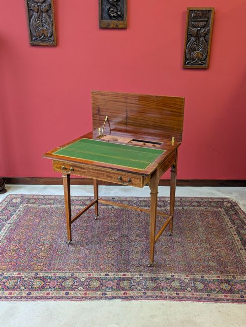 Antique Edwardian Satinwood Metamorphic Side / Writing Table