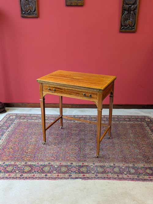 fig 1. Antique Edwardian Satinwood Metamorphic Side / Writing Table