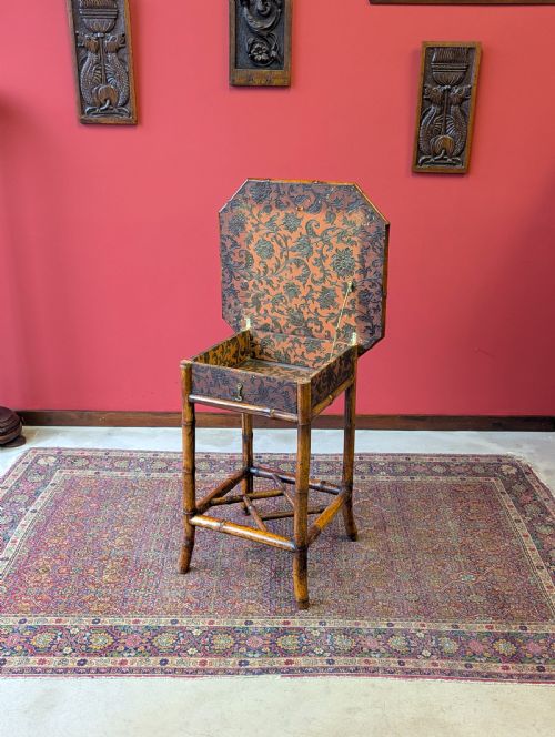 fig 1. Antique Victorian Aesthetic Movement Bamboo Work Table c.1890
