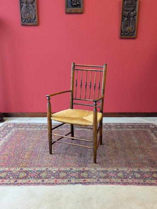 Antique Victorian Arts & Crafts Sussex Style Armchair C.1890