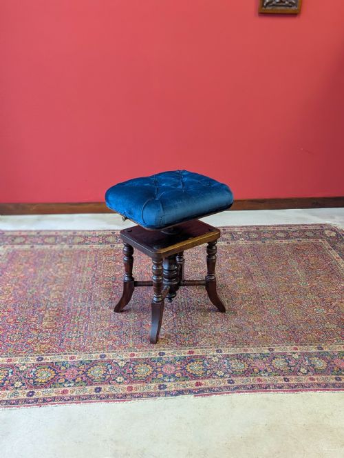 fig 1. Antique Victorian Mahogany Adjustable Piano Stool c.1880