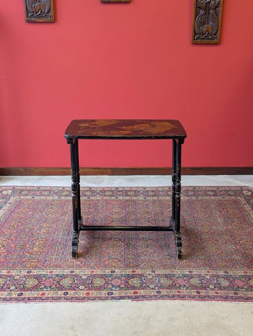 fig 1. Antique Victorian Black Lacquer Chinoiserie Occasional Table c.1870