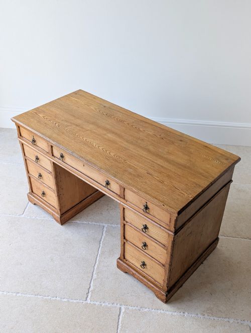 fig 2. Antique Victorian Aesthetic Movement Solid Ash Pedestal Desk c.1880