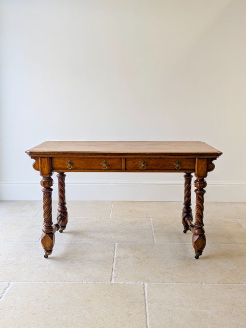 fig 1. Antique Victorian Ash Writing Table by Hindley & Sons c.1880