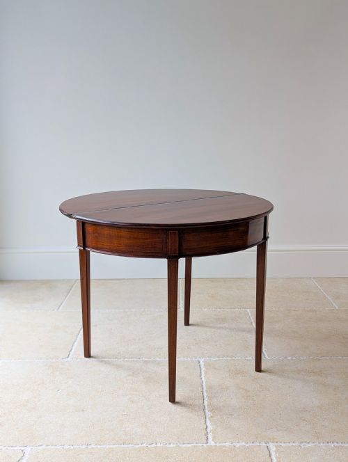 fig 1. Antique George III Inlaid Mahogany Demi-Lune Fold-Over Tea Table c.1790