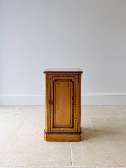 fig 1. Antique Aesthetic Movement Satin Birch and Walnut Bedside Cabinet c.1890