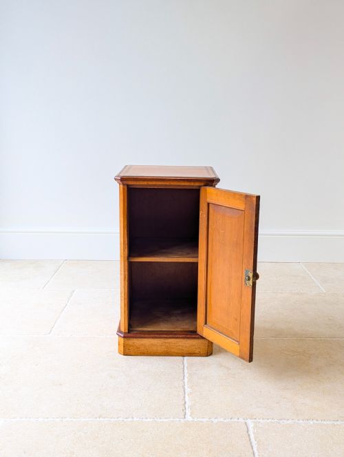 fig 2. Antique Aesthetic Movement Satin Birch and Walnut Bedside Cabinet c.1890