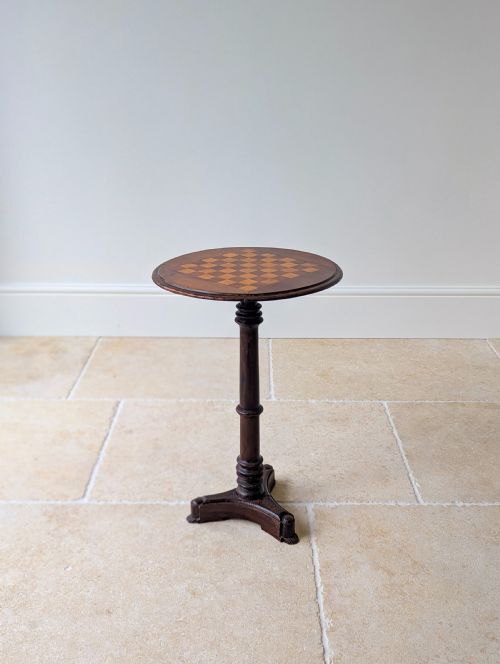 Antique Victorian Mahogany Games Table with Inlaid Chess Board C.1890