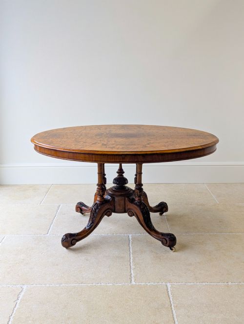 fig 1. Antique Victorian Burr Walnut Tilt-Top Centre Table c.1860