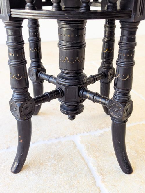 fig 3. Antique Victorian Ebonised Aesthetic Movement Adjustable Piano Stool c.1880