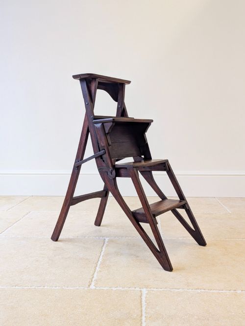 fig 1. Antique Victorian Oak Arts and Crafts Metamorphic Library Chair / Steps c.1895
