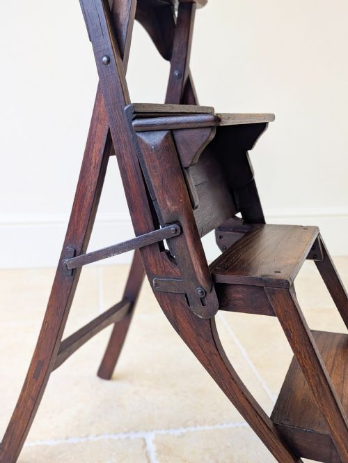 fig 2. Antique Victorian Oak Arts and Crafts Metamorphic Library Chair / Steps c.1895