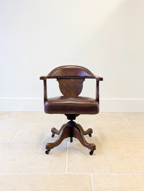 fig 1. Antique Edwardian Mahogany Swivel Desk Chair c.1910