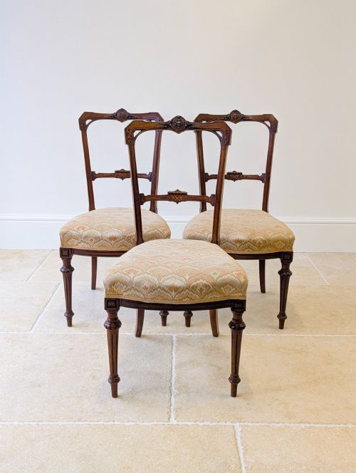 SET OF THREE ANTIQUE VICTORIAN MAHOGANY SIDE CHAIRS C1890 - ADDITIONAL PHOTO 1