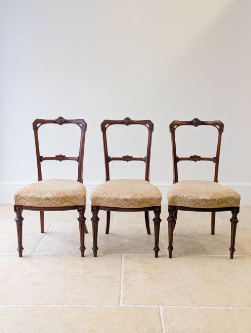 SET OF THREE ANTIQUE VICTORIAN MAHOGANY SIDE CHAIRS C1890 - ADDITIONAL PHOTO 2
