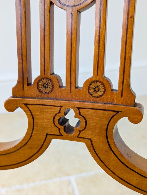 ANTIQUE VICTORIAN SATINWOOD LYREBACK ELBOW CHAIR C1890 - ADDITIONAL PHOTO 7