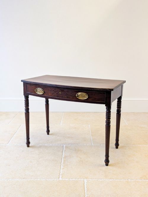 ANTIQUE GEORGIAN MAHOGANY BOWFRONT WRITING TABLE C1810 - ADDITIONAL PHOTO 2