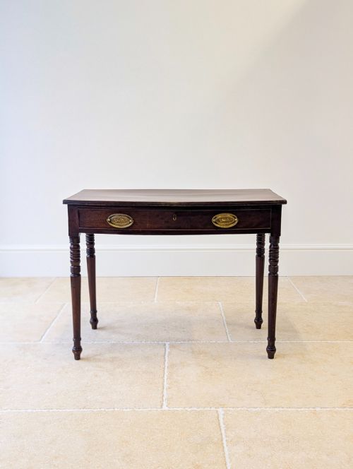 ANTIQUE GEORGIAN MAHOGANY BOWFRONT WRITING TABLE C1810 - ADDITIONAL PHOTO 6