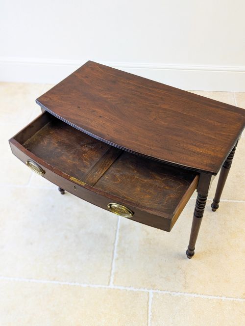 ANTIQUE GEORGIAN MAHOGANY BOWFRONT WRITING TABLE C1810 - ADDITIONAL PHOTO 7