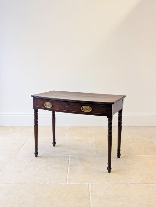 ANTIQUE GEORGIAN MAHOGANY BOWFRONT WRITING TABLE C1810 - ADDITIONAL PHOTO 9