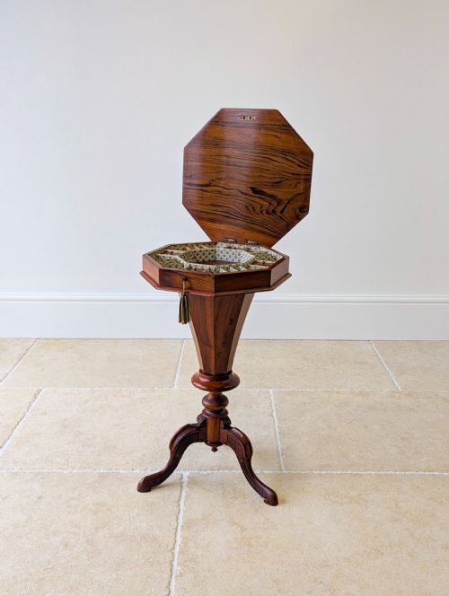 fig 1. Antique Victorian Walnut Octagonal Sewing Table c.1860