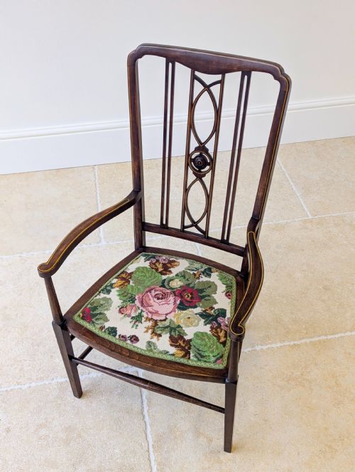 ANTIQUE EDWARDIAN MAHOGANY ELBOW CHAIR C1910 - ADDITIONAL PHOTO 1