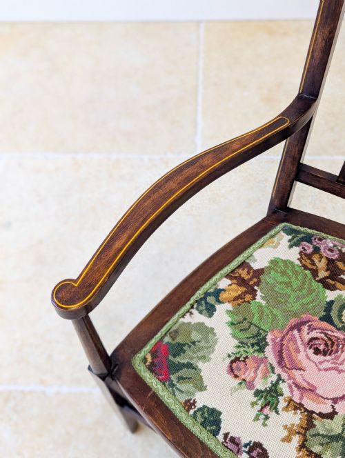 ANTIQUE EDWARDIAN MAHOGANY ELBOW CHAIR C1910 - ADDITIONAL PHOTO 13