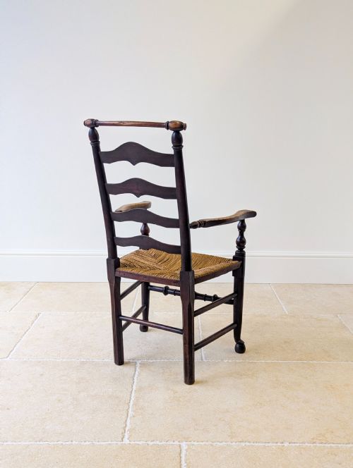 ANTIQUE VICTORIAN COUNTRY ASH LADDERBACK ARMCHAIR C1890 - ADDITIONAL PHOTO 13