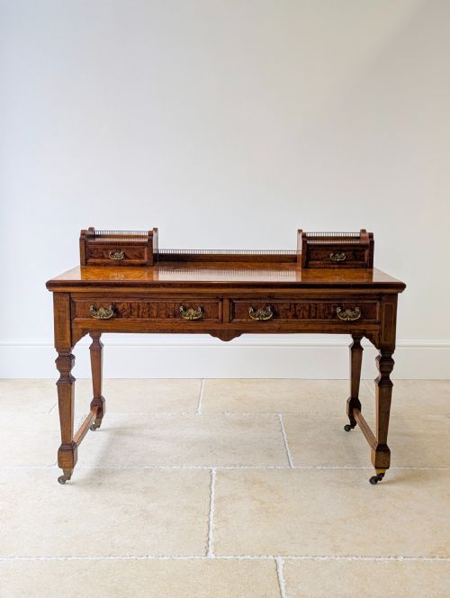 fig 2. Antique Edwardian Pollard Oak Writing Table c.1910