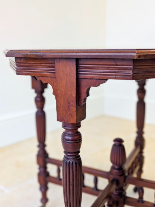 ANTIQUE VICTORIAN MAHOGANY OCTAGONAL CENTRE TABLE C1890 - ADDITIONAL PHOTO 4