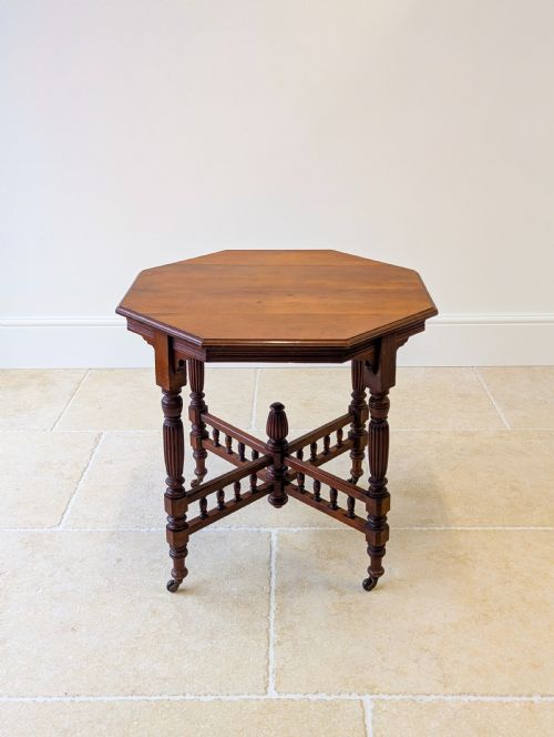 ANTIQUE VICTORIAN MAHOGANY OCTAGONAL CENTRE TABLE C1890 - ADDITIONAL PHOTO 5