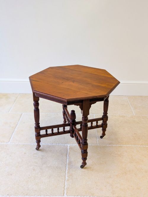 ANTIQUE VICTORIAN MAHOGANY OCTAGONAL CENTRE TABLE C1890 - ADDITIONAL PHOTO 11