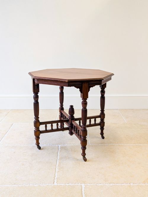 ANTIQUE VICTORIAN MAHOGANY OCTAGONAL CENTRE TABLE C1890 - ADDITIONAL PHOTO 13
