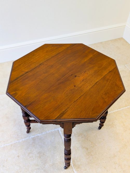 ANTIQUE VICTORIAN MAHOGANY OCTAGONAL CENTRE TABLE C1890 - ADDITIONAL PHOTO 14