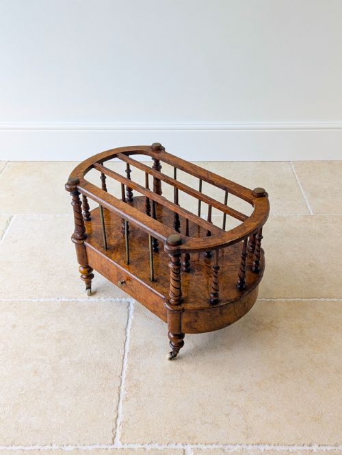 ANTIQUE VICTORIAN BURR WALNUT CANTERBURY C1870 - ADDITIONAL PHOTO 12