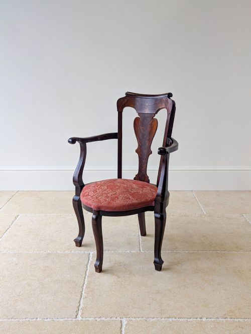 ANTIQUE GEORGIAN MAHOGANY OPEN ARMCHAIR C1750 - ADDITIONAL PHOTO 1
