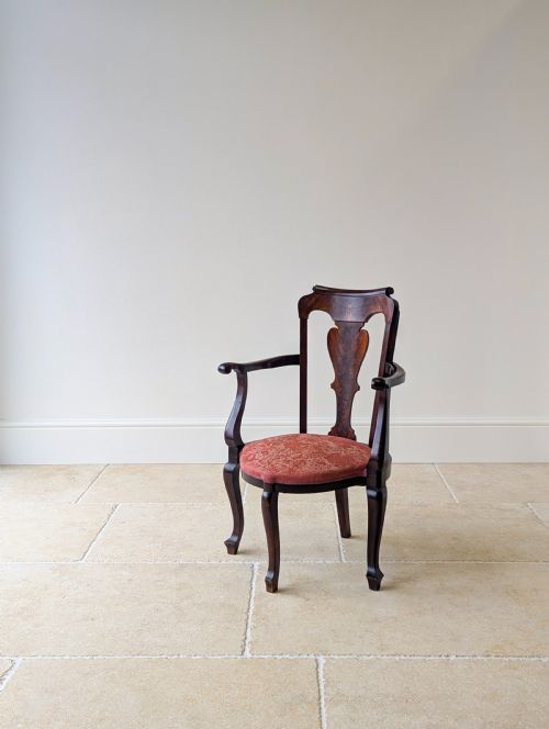 ANTIQUE GEORGIAN MAHOGANY OPEN ARMCHAIR C1750 - ADDITIONAL PHOTO 4