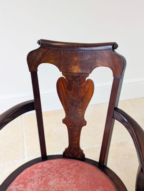 ANTIQUE GEORGIAN MAHOGANY OPEN ARMCHAIR C1750 - ADDITIONAL PHOTO 5