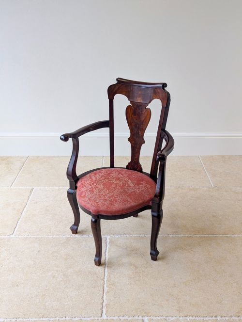 ANTIQUE GEORGIAN MAHOGANY OPEN ARMCHAIR C1750 - ADDITIONAL PHOTO 8