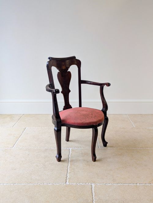 ANTIQUE GEORGIAN MAHOGANY OPEN ARMCHAIR C1750 - ADDITIONAL PHOTO 10