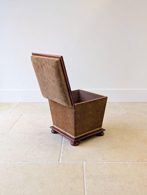 ANTIQUE VICTORIAN MAHOGANY UPHOLSTERED OTTOMAN WITH STORAGE C1870 - ADDITIONAL PHOTO 17