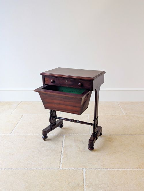 ANTIQUE VICTORIAN MAHOGANY SEWING TABLE C1880 - ADDITIONAL PHOTO 2