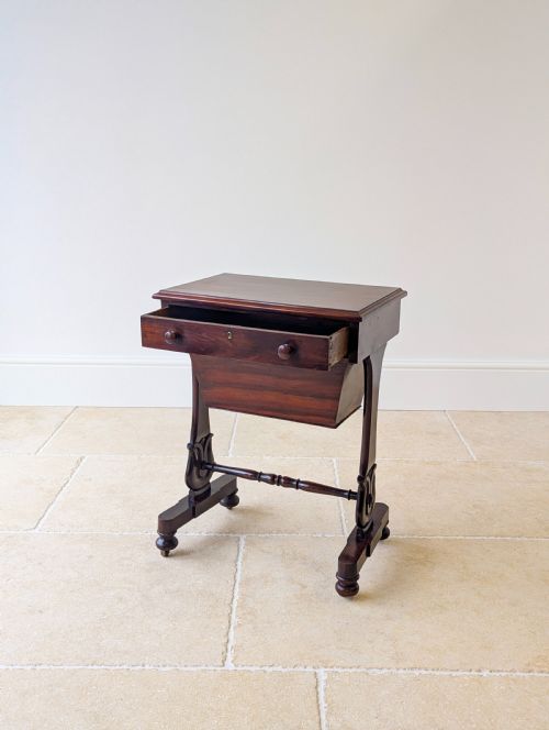 ANTIQUE VICTORIAN MAHOGANY SEWING TABLE C1880 - ADDITIONAL PHOTO 3
