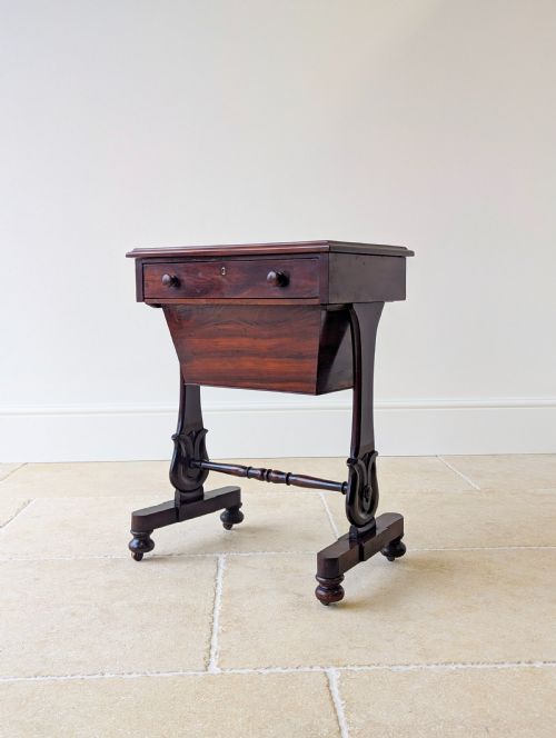 ANTIQUE VICTORIAN MAHOGANY SEWING TABLE C1880 - ADDITIONAL PHOTO 11