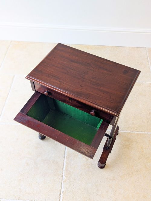 ANTIQUE VICTORIAN MAHOGANY SEWING TABLE C1880 - ADDITIONAL PHOTO 14
