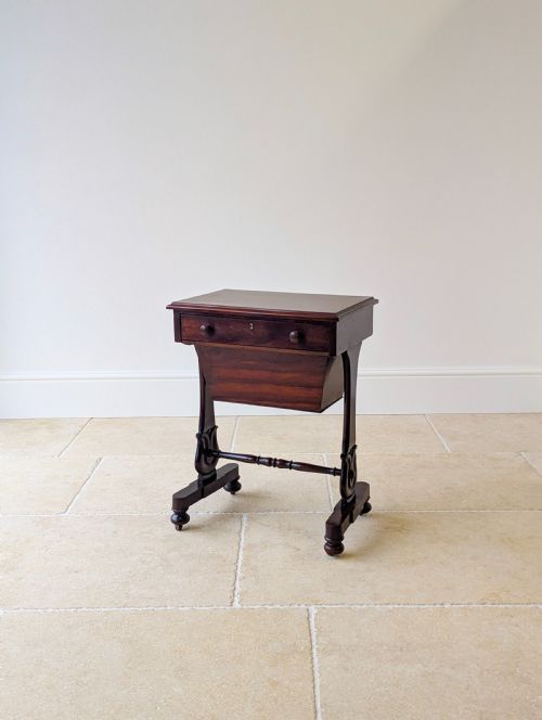 ANTIQUE VICTORIAN MAHOGANY SEWING TABLE C1880 - ADDITIONAL PHOTO 15