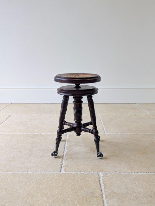 fig 1. Antique Victorian American Adjustable Piano Stool c.1890