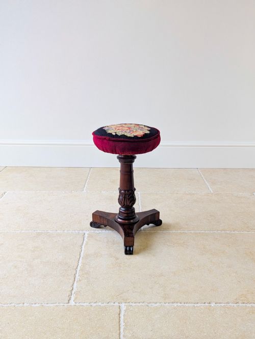 ANTIQUE WILLIAM IV ROSEWOOD ADJUSTABLE PIANO STOOL C1830 - ADDITIONAL PHOTO 8