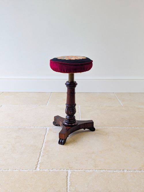 ANTIQUE WILLIAM IV ROSEWOOD ADJUSTABLE PIANO STOOL C1830 - ADDITIONAL PHOTO 16